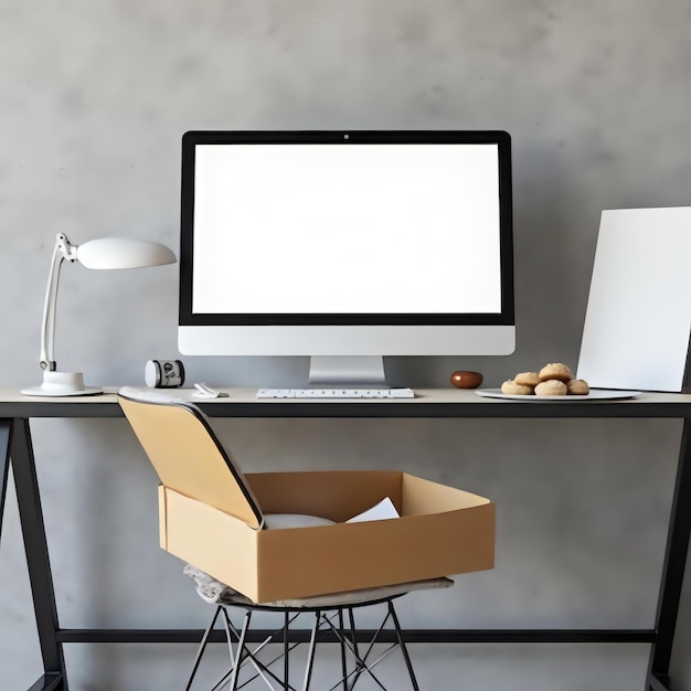 A Comfortable Purple Chair on a White Computer Desk