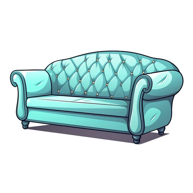 Photo comfortable sofa living room furniture cartoon square illustration