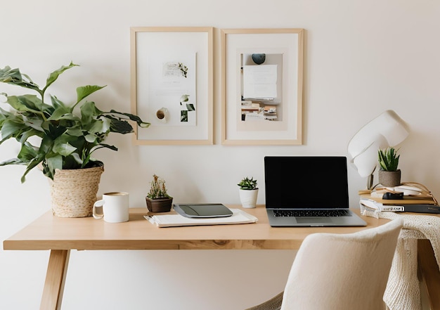 A Comfortable Workspace with Coffee and Personal Items