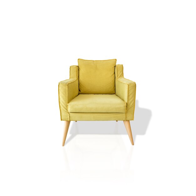 Comfortable yellow armchair isolated on white