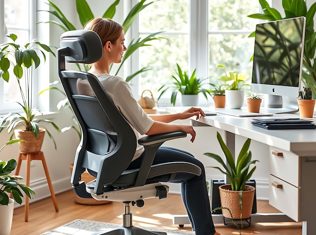 Photo comfortease chair with natural light and houseplants