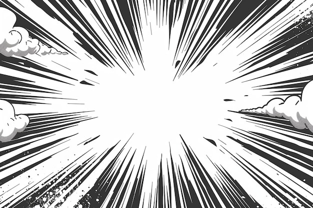 Photo comic book black and white radial lines background manga speed frame super hero