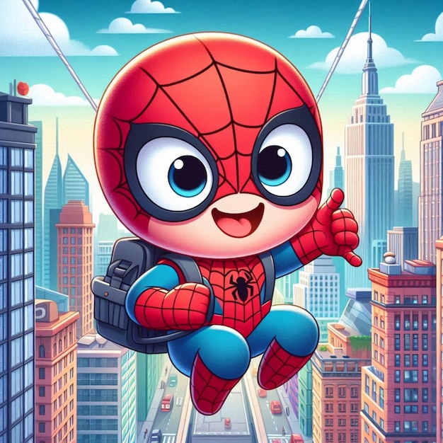 a comic book character with a spiderman on his head and a spiderman on the top of the poster