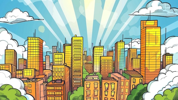 Photo comic book city background