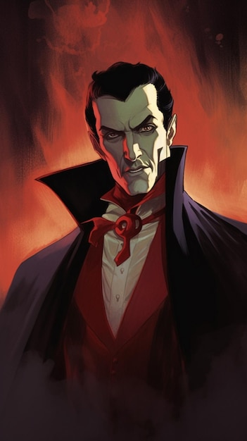 A comic book cover for dracula with a red tie.