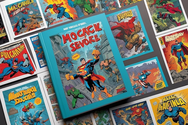 Comic book cover illustration mockup