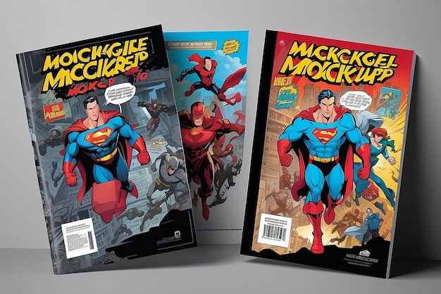 Comic book cover illustration mockup