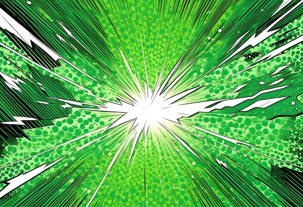 Comic book style depicts explosive green thunder with vibrant energy and lightning streaks