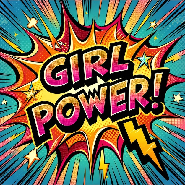 comic bookstyle explosion graphic with the bold words GIRL POWER