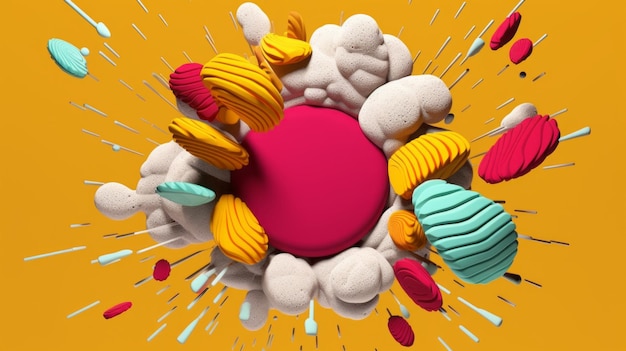 Comic Boom Explosion Cloud 3D Artwork for a Colorful Pop of Visual Dynamism