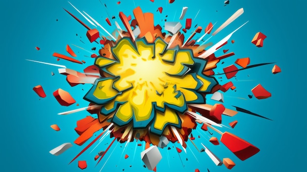 Photo comic boom explosion cloud 3d artwork for a colorful pop of visual dynamism