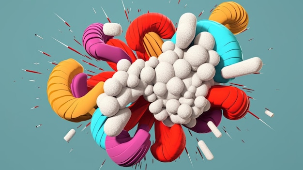 Comic Boom Explosion Cloud 3D Artwork for a Colorful Pop of Visual Dynamism