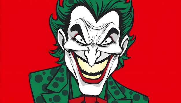 Photo a comic illustration of a joker with a red bow tie