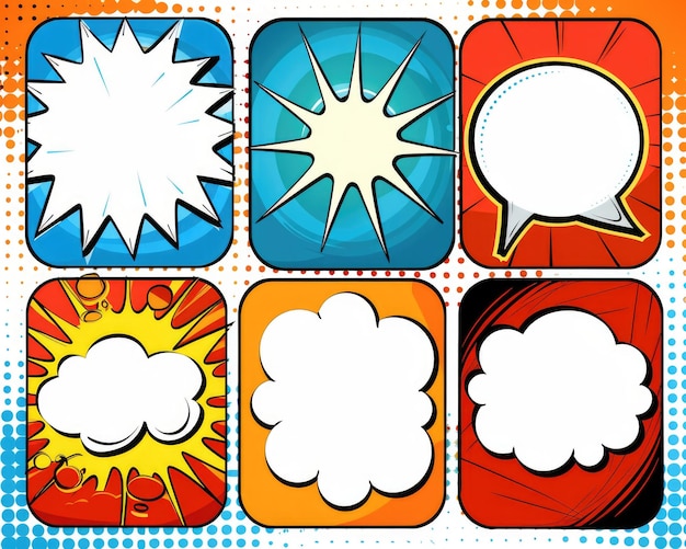 Photo comic strip bubbles retro cartoon blanks set with pop speech bubbles for comic magazine cover