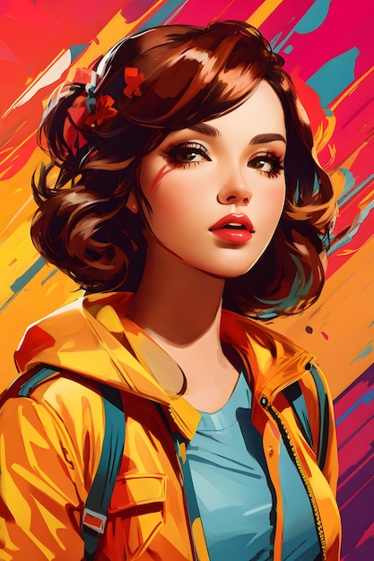 Comic style pop art girl Comic style girl Portrait Comic girl Vintage Girl Illustration Retro Girls AI Generative