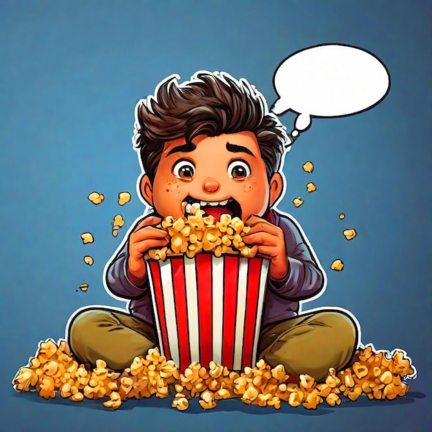 Comics eating popcorn sticker