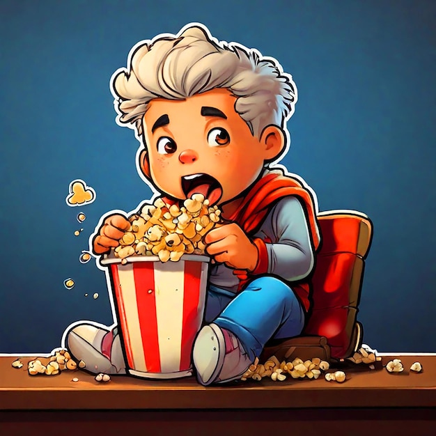 Photo comics eating popcorn sticker