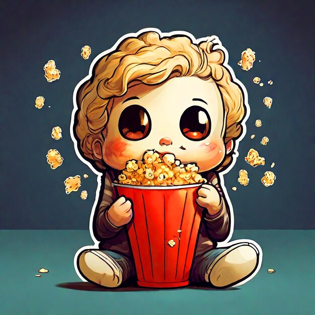 Photo comics eating popcorn sticker