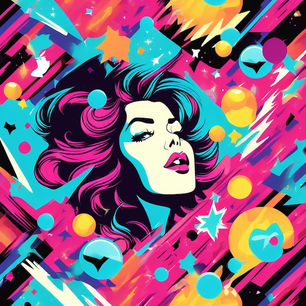 comics illustrationretro and 90s style pop art pattern abstract crazy and psychedelic background