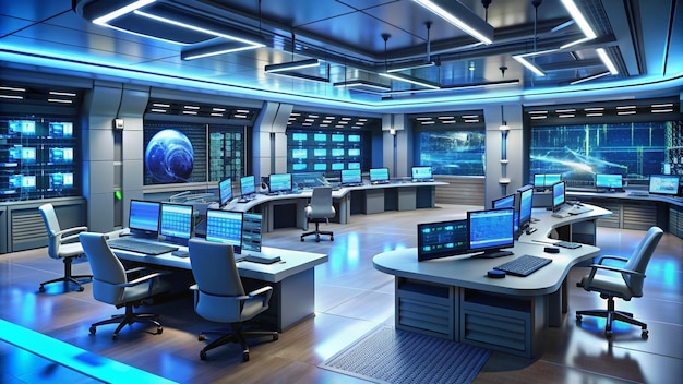 Command center interior 3D rendering