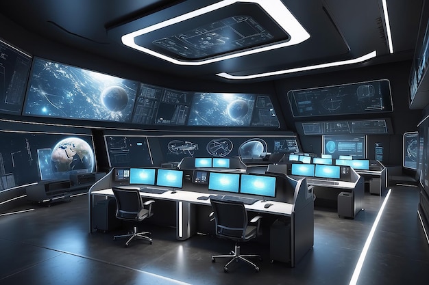 Command center interior 3D rendering