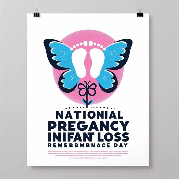 Photo commemorating national pregnancy and infant loss remembrance day with simple and symbolic poster design