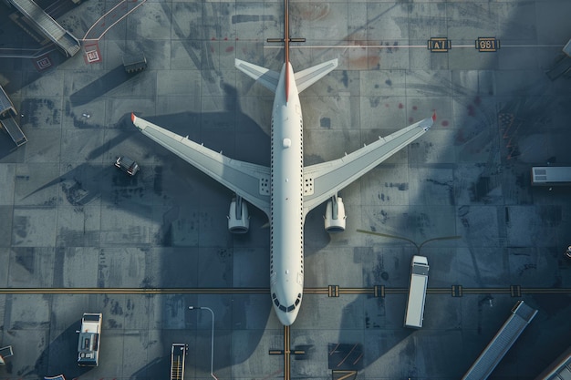 Commercial airplane waiting for maintenance and refueling at airport