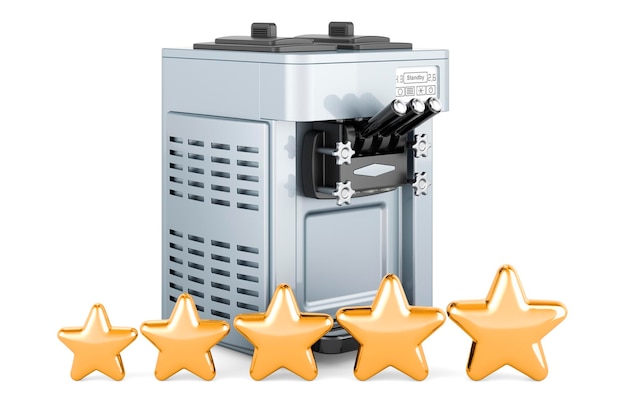 Commercial ice cream machine with five golden stars 3D rendering