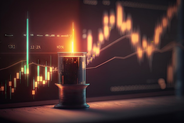 Commercial market analysis and forecasts with investment candlestick graph