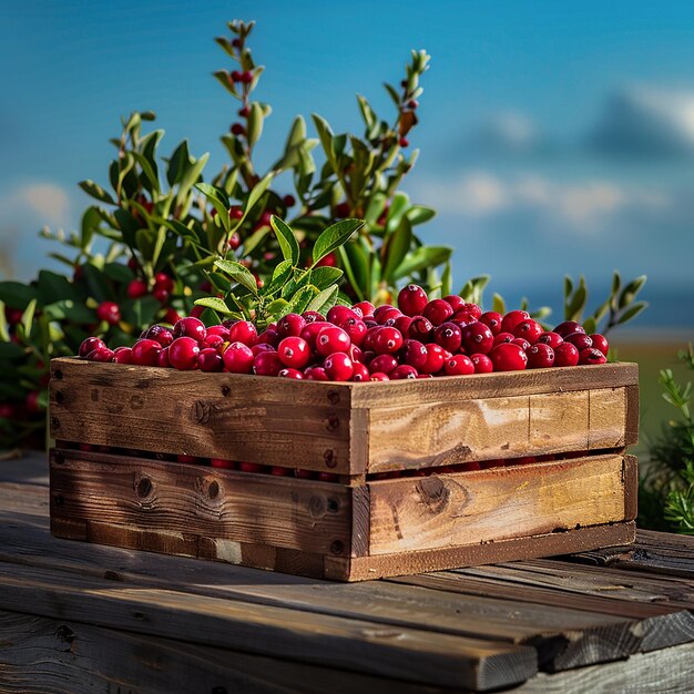 Commercial photography original wood color table house rectangular wooden box filled with freshly