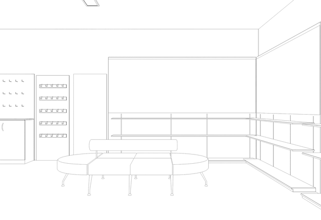 commercial premises shop interior visualization 3d illustration sketch outline