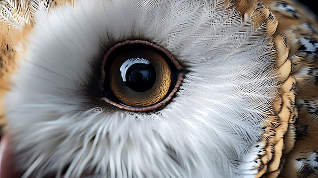 Photo common barn owl tyto albahead close up a close up of a birds eye with a gold band around it