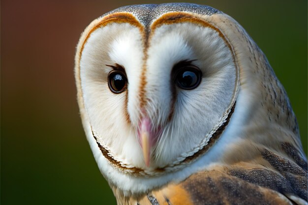 Common barn owl tyto albahead close up digital illustration painting