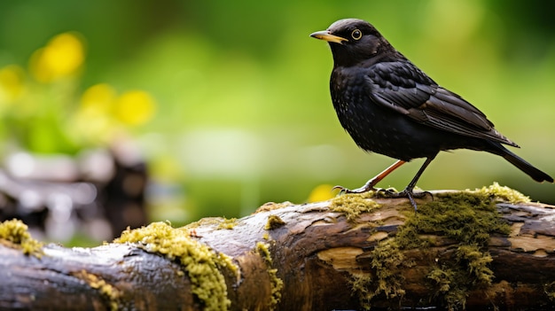 Common blackbird small wild bird