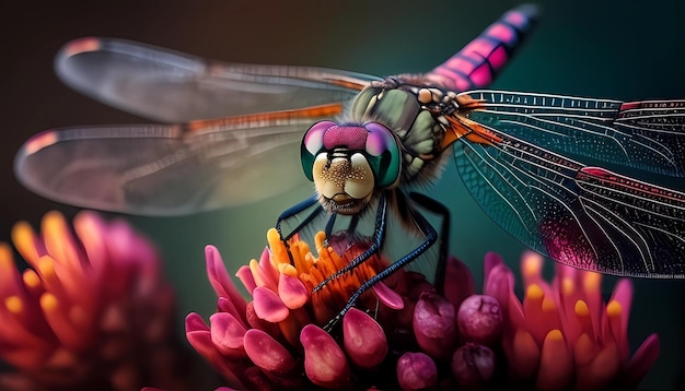 Common Darter dragonfly on a purple flower