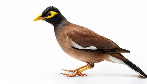 Common Myna Bird Isolated on White Background