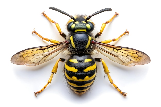 Common wasp Vespula vulgaris European wasp isolated on white top view