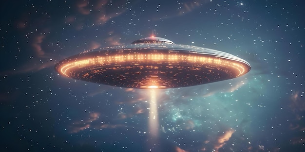 Communicating with Extraterrestrial Civilizations UFOs Sending Light Beams Concept Extraterrestrial Communication UFO Sightings Light Beams Interstellar Contact Cosmic Messages