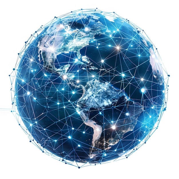 communication technology and internet worldwide for business global world network connected and