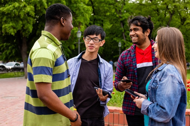 Communication without borders between cheerful multiethnic students