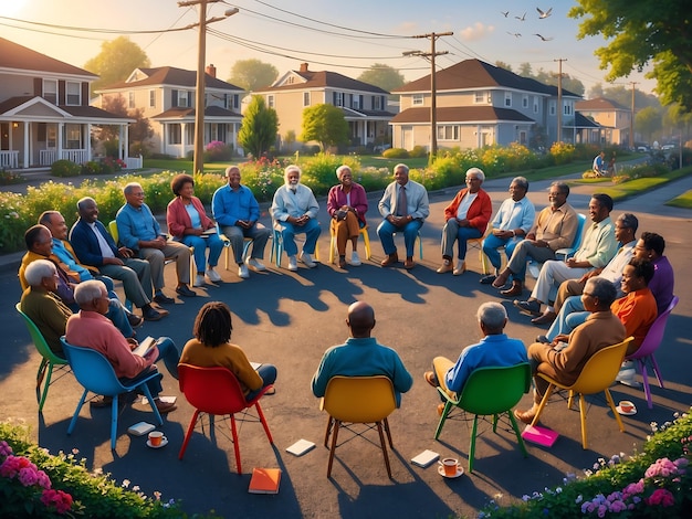 Photo community gathering neighborhood meeting illustration