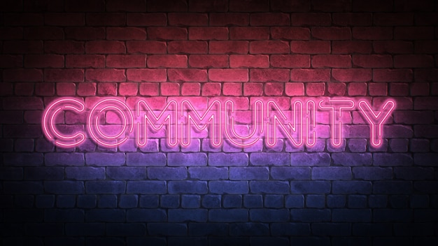 Community neon sign on a wall