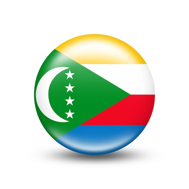 Comoros country flag in sphere with white shadow - illustration