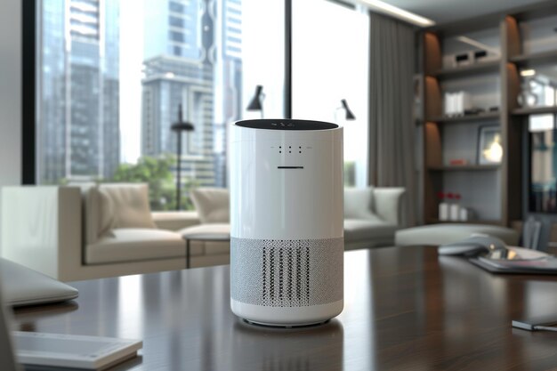 Photo compact and powerful portable air purifier for personal use