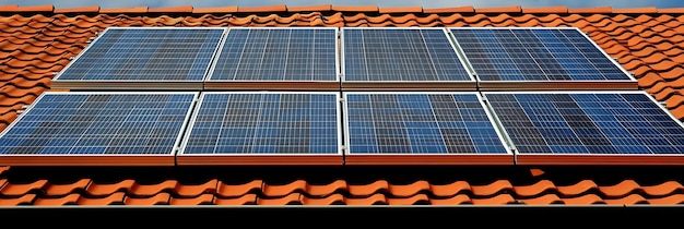 Photo compact solar panels installed on a rooftop