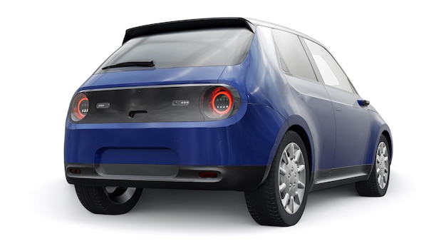 Compact urban electric car with a cute design and advanced technologies of the future on a white background 3d illustration