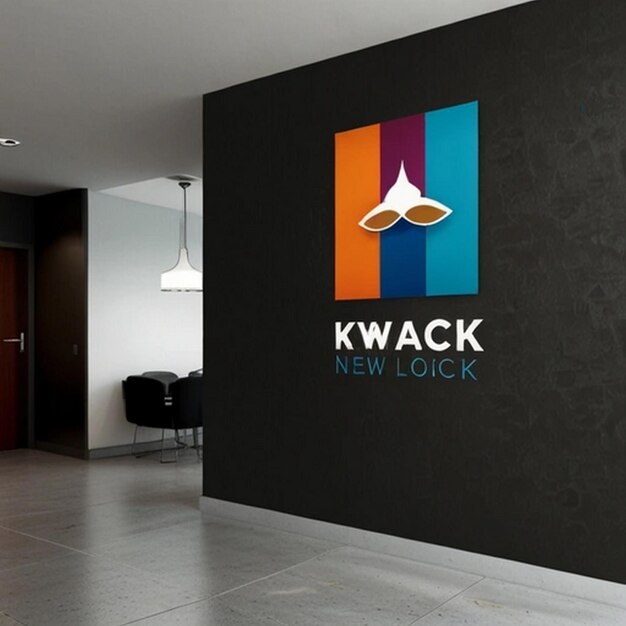 Photo company logo design for new look logo preasentation on office wall