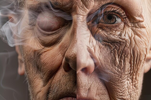 Photo comparative analysis of smoking effects on skin aging visual insight for health awareness