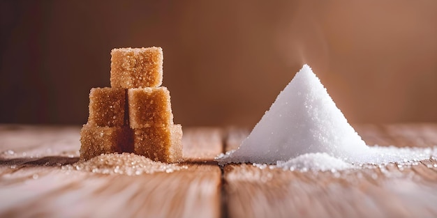 Photo comparing health benefits of sugar and sugar substitutes concept sugar vs sugar substitutes health impacts nutritional value substitute options research findings