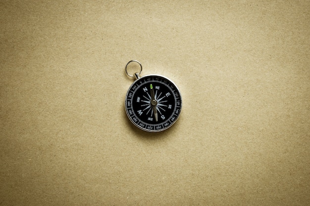 Compass on brown paper background.